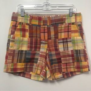 Talbots orange patchwork madras plaid 4 inch short size 4 EUC vacay preppy